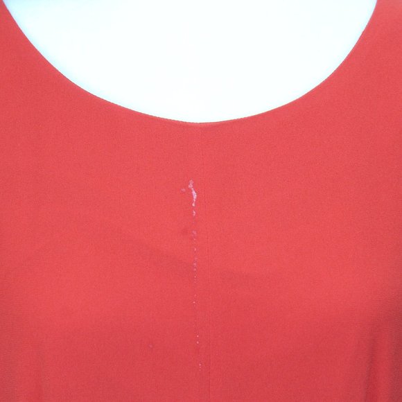 Hugo Boss Women's Dress 10 Red Orange Chiffon 3/4 Sleeve Knee Length - Picture 6 of 11